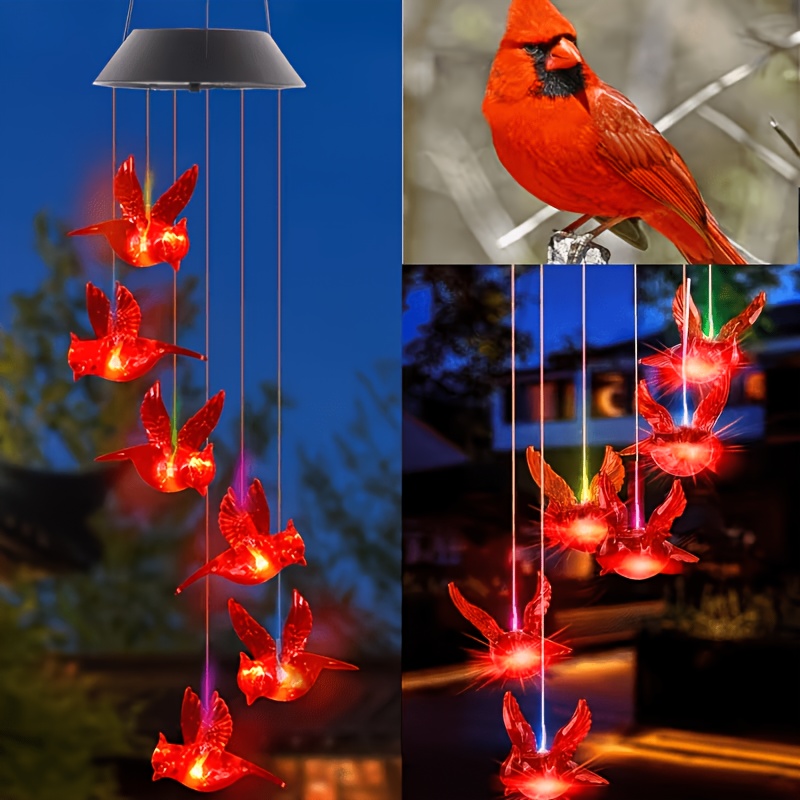 Outdoor Lighting Waterproof - Güneş Enerjili Alevli Kuş Rüzgar Çanı