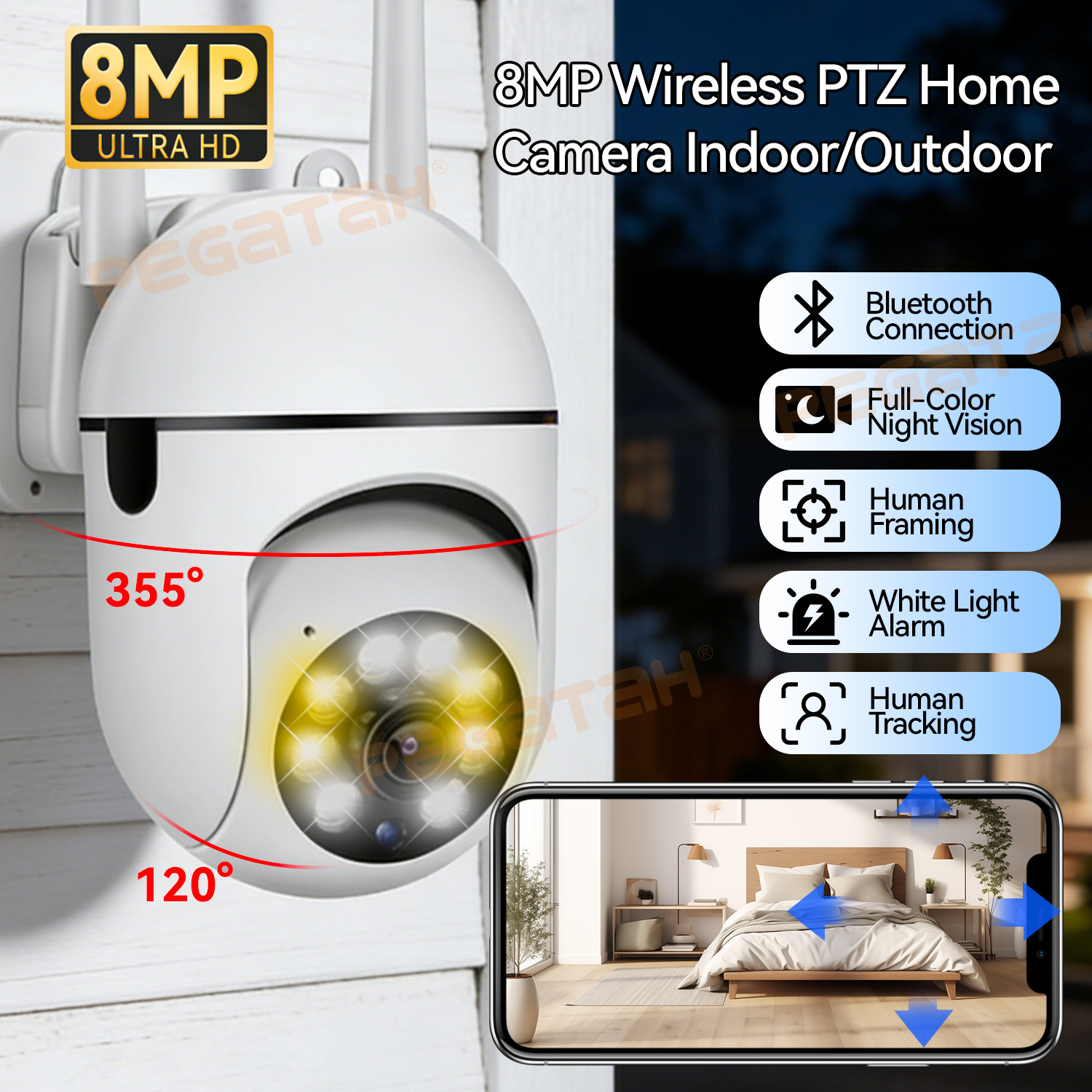 8MP 2.4G Wifi IP CCTV Kamera R - Outdoor Lighting Track incelemesi ve fiyatı